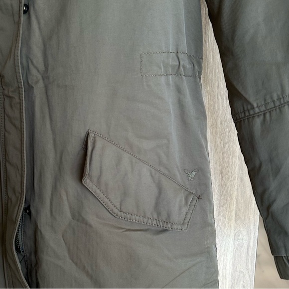 American Eagle Jacket Sharpa Womens Large Military Style Hood army green Small - Picture 2 of 7